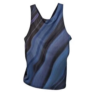 Athleta XS Blue Top Lightning Print Support Tank Racerback Built In Shelf Bra